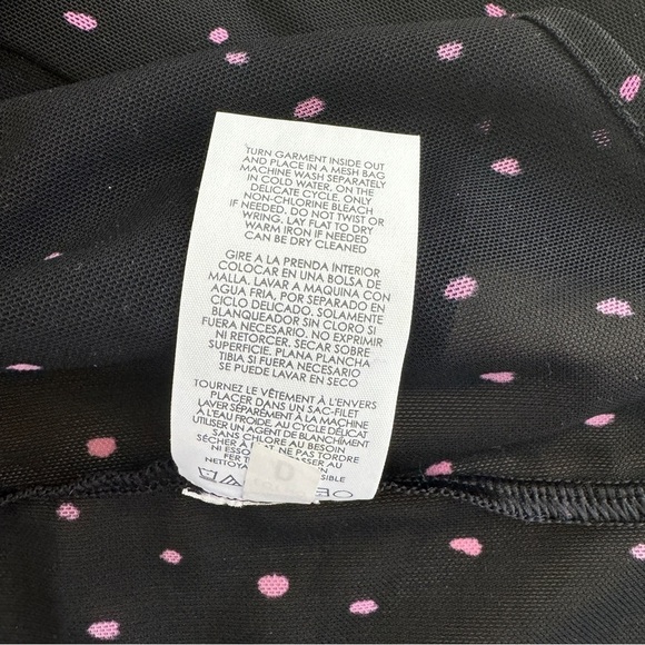 CAbi Impetuous Topper Black Pink Polka Dot Sheer Mesh Long Sleeve Womens Size L - Picture 11 of 11